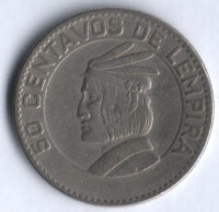 Монета 50 сентаво. 1967 год, Гондурас.