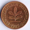 Монета 5 пфеннигов. 1983(G) год, ФРГ.