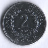 Монета 2 колона. 1983 год, Коста-Рика.