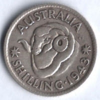 Монета 1 шиллинг. 1943(S) год, Австралия.