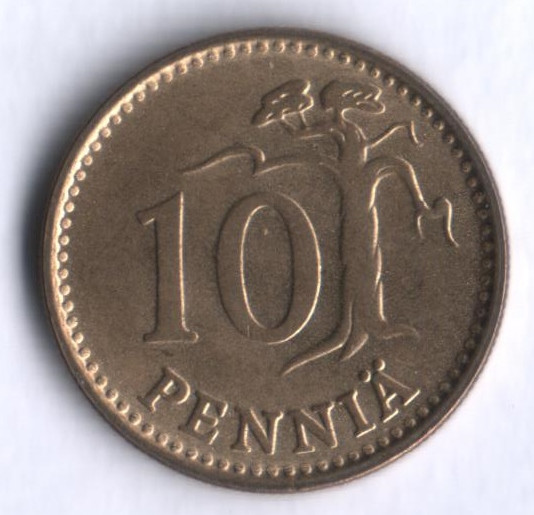 10 пенни. 1971 год, Финляндия.
