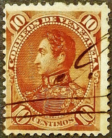 Почтовая марка (10 c.). "Симон Боливар". 1882 год, Венесуэла.