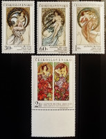 Набор марок (4 шт.). "Искусство Альфонса Мухи". 1969 год, Чехословакия.