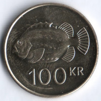 Монета 100 крон. 2007 год, Исландия.