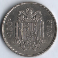 Монета 100 песет. 1975(76) год, Испания.