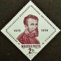 Почтовая марка. "400 лет со дня смерти Микеланджело". 1964 год, Венгрия.