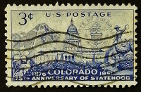 Почтовая марка. "75 лет штату Колорадо". 1951 год, США.