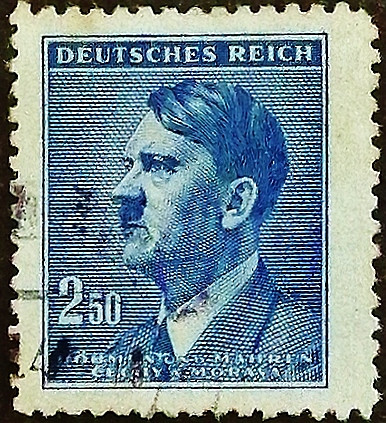 Почтовая марка (2,5 kr.). "Адольф Гитлер". 1942 год, Богемия и Моравия.