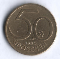 Монета 50 грошей. 1959 год, Австрия.