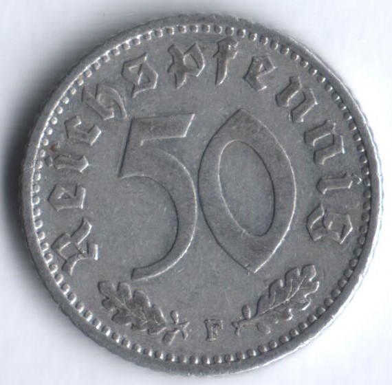 50 рейхспфеннигов. 1942 год (F), Третий Рейх.