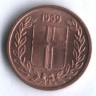 Монета 1 эйре. 1959 год, Исландия.