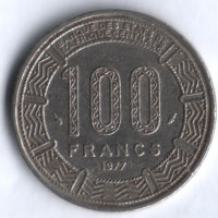 Монета 100 франков. 1977 год, Габон.