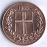 Монета 5 эйре. 1965 год, Исландия.