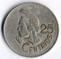 Монета 25 сентаво. 1994 год, Гватемала.