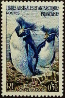 Марка почтовая (0,5 fr.). "Фауна Антарктиды". 1956 год, Французские Южные и Антарктические территории.