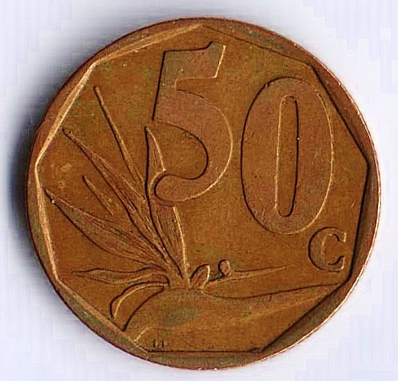 Монета 50 центов. 2001 год, ЮАР. AFRIKA BORWA.