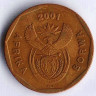 Монета 50 центов. 2001 год, ЮАР. AFRIKA BORWA.