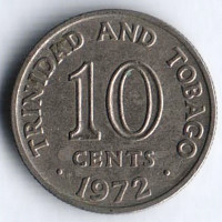 Монета 10 центов. 1972 год, Тринидад и Тобаго (колония Великобритании).
