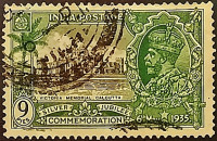 Почтовая марка (9 ps.). "Серебряный юбилей короля Георга V". 1935 год, Британская Индия.
