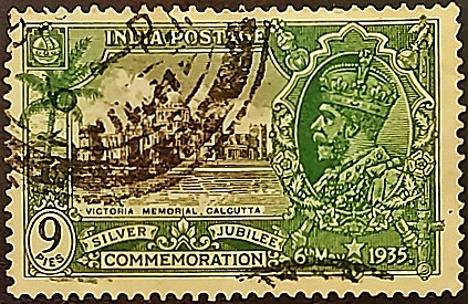 Почтовая марка (9 ps.). "Серебряный юбилей короля Георга V". 1935 год, Британская Индия.