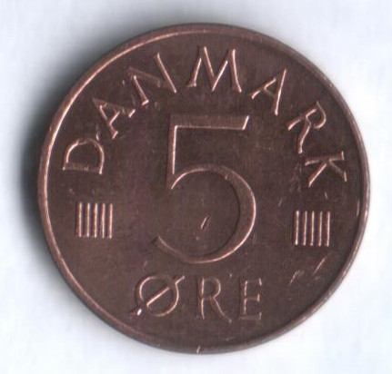 Монета 5 эре. 1982 год, Дания. R;B.