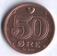 Монета 50 эре. 1994 год, Дания. LG;JP;A.