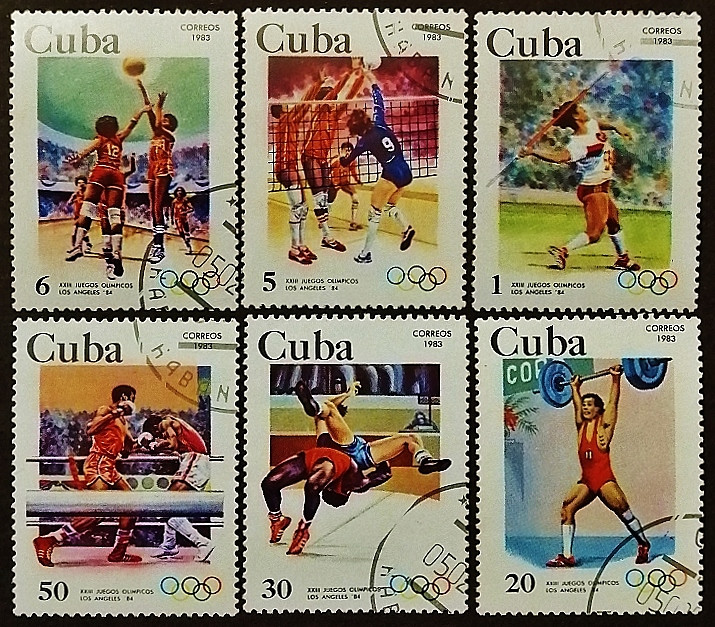 Набор почтовых марок (6 шт.). "Летние Олимпийские игры - Лос-Анджелес`1984 (I)". 1983 год, Куба.