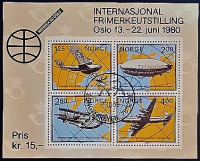 Мини-блок. "Филателистическая выставка Norwex`80". 1979 год, Норвегия.