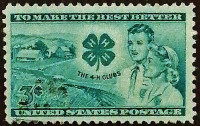 Почтовая марка. "Клуб 4-H". 1952 год, США.