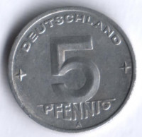 Монета 5 пфеннигов. 1950 год, ГДР.
