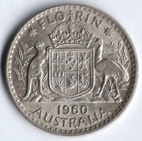 Монета 1 флорин. 1960 год, Австралия.