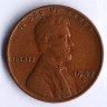 Монета 1 цент. 1947(S) год, США.