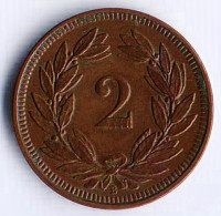 Монета 2 раппена. 1903 год, Швейцария.