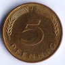 Монета 5 пфеннигов. 1983(J) год, ФРГ.