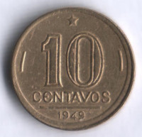 Монета 10 сентаво. 1949 год, Бразилия.