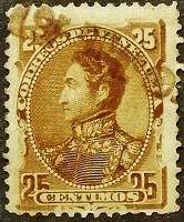 Почтовая марка (25 c.). "Симон Боливар". 1882 год, Венесуэла.