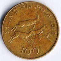 Монета 100 шиллингов. 2012 год, Танзания.