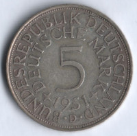 5 марок. 1951 год (D), ФРГ.