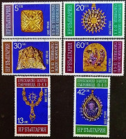 Набор почтовых марок (6 шт.). "Золотой клад Преслава (IX-X века)". 1986 год, Болгария.