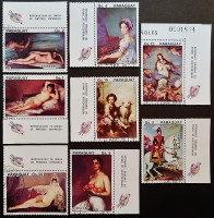 Набор почтовых марок (8 шт.). "Испанская живопись". 1976 год, Парагвай.