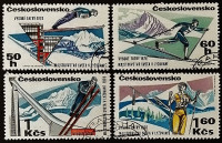 Набор почтовых марок (4 шт.). "Чемпионат мира по лыжным видам спорта". 1970 год, Чехословакия.