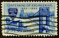 Почтовая марка. "100 лет американской инженерии". 1952 год, США.