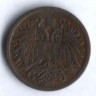 Монета 2 геллера. 1906 год, Австро-Венгрия.