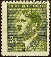 Почтовая марка (3 kr.). "Адольф Гитлер". 1942 год, Богемия и Моравия.