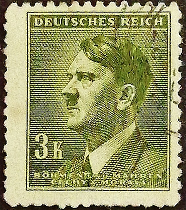 Почтовая марка (3 kr.). "Адольф Гитлер". 1942 год, Богемия и Моравия.