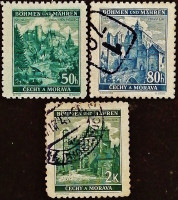 Набор почтовых марок (3 шт.). "Городские пейзажи". 1940 год, Богемия и Моравия.