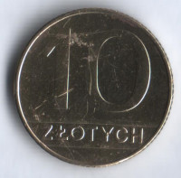 Монета 10 злотых. 1989 год, Польша.