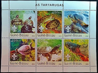 Блок марок (6 шт.). "Черепахи". 2003 год, Гвинея-Бисау.