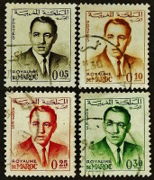 Набор почтовых марок (4 шт.). "Король Хасан II". 1962-1965 годы, Марокко.
