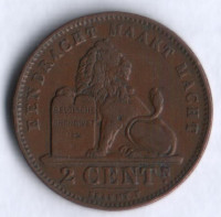 Монета 2 сантима. 1911 год, Бельгия (Der Belgen).